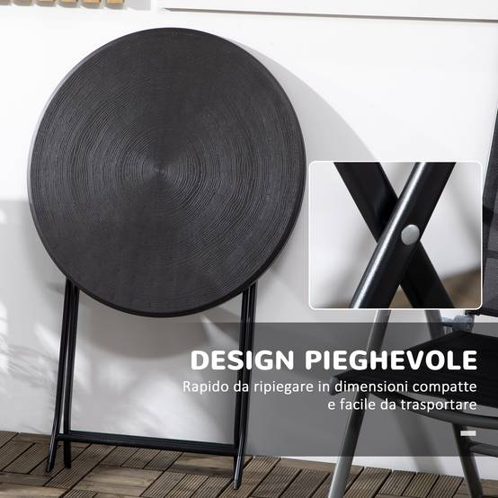 ComfortXL - Table de jardin ronde pliante acier et plastique effet bois pour terrasse 60cm gris - ComfortXL Outdoor Living - Image 6