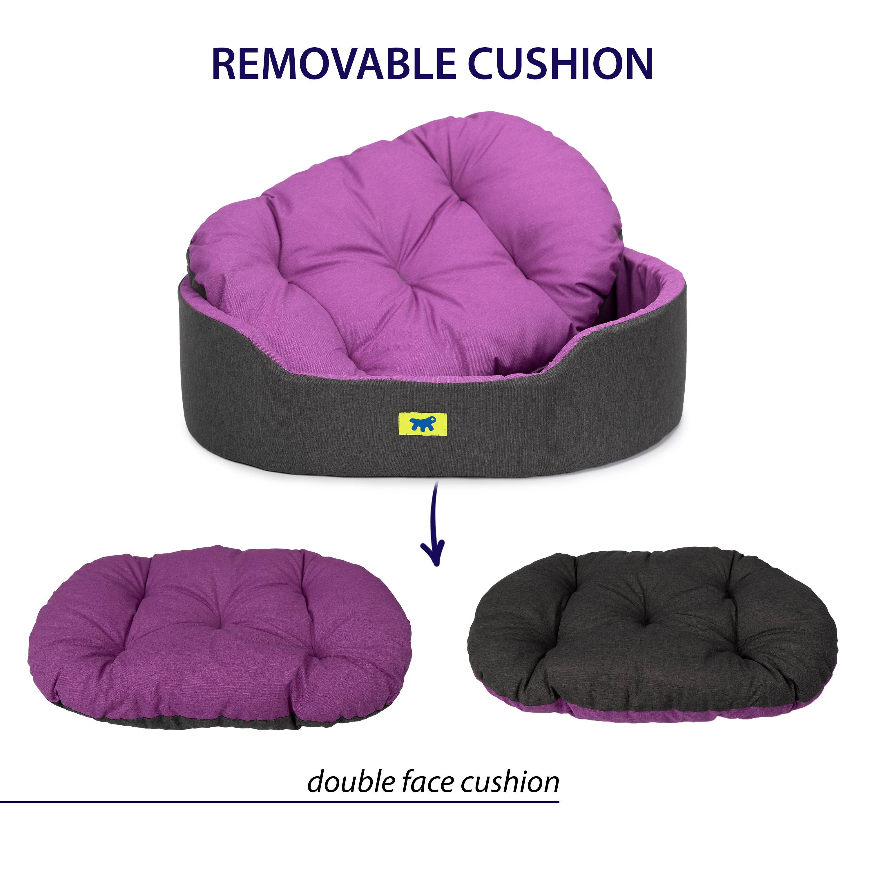 Ferplast - Ferplast Panier Chien Dandy, Coussin Amovible et Lavable, Housse en Coton avec Rembourrage Doux, Lit Chiens Moyen, 95 x 60 x H 21 cm, Violet - Image 5