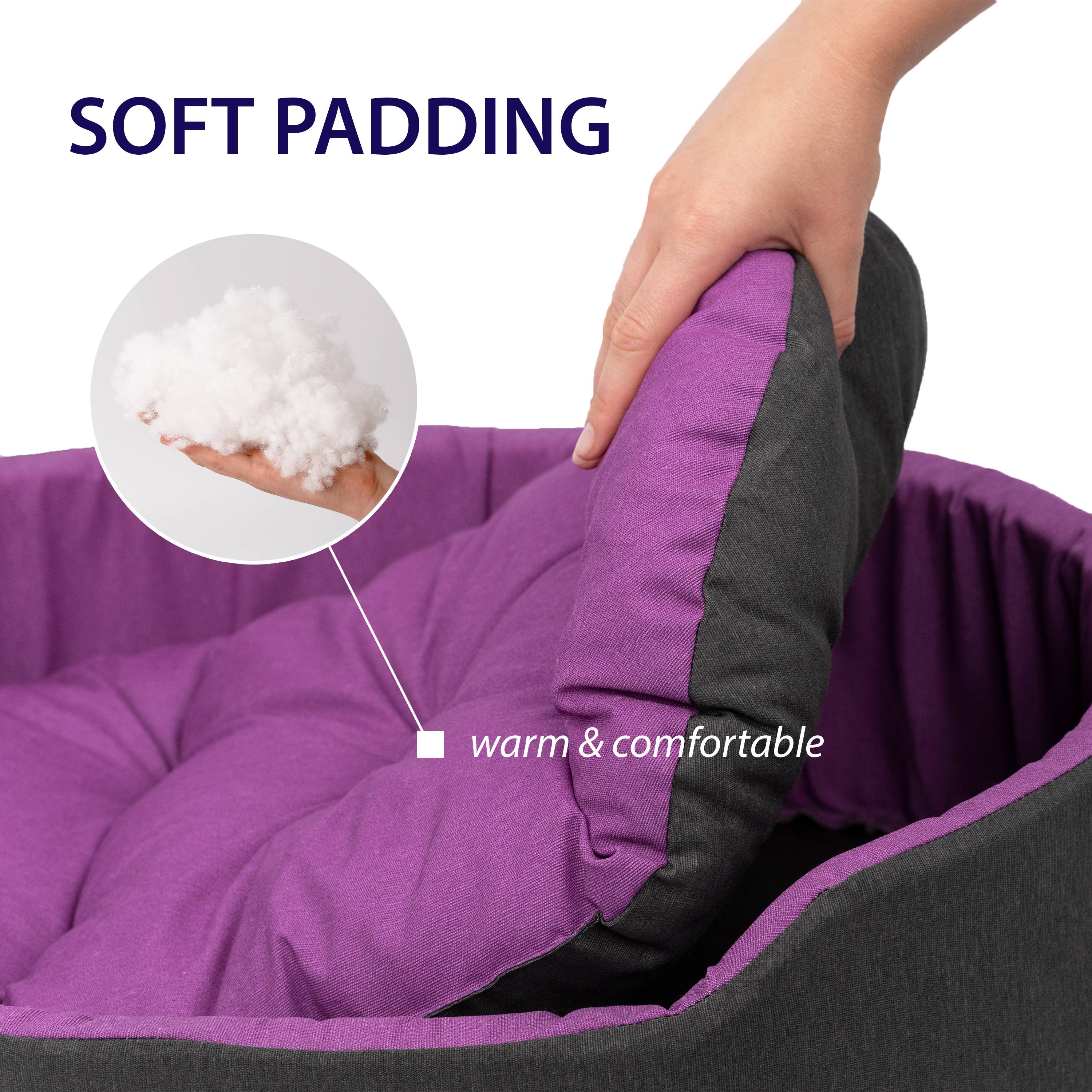 Ferplast - Ferplast Panier Chien Dandy, Coussin Amovible et Lavable, Housse en Coton avec Rembourrage Doux, Lit Chiens Moyen, 95 x 60 x H 21 cm, Violet - Image 6