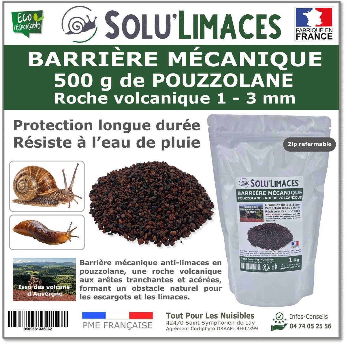 SOLU'LIMACES - POUZZOLANE 500 g - Barrière Anti Limaces, Escargots et autres gasteropodes - Image 1