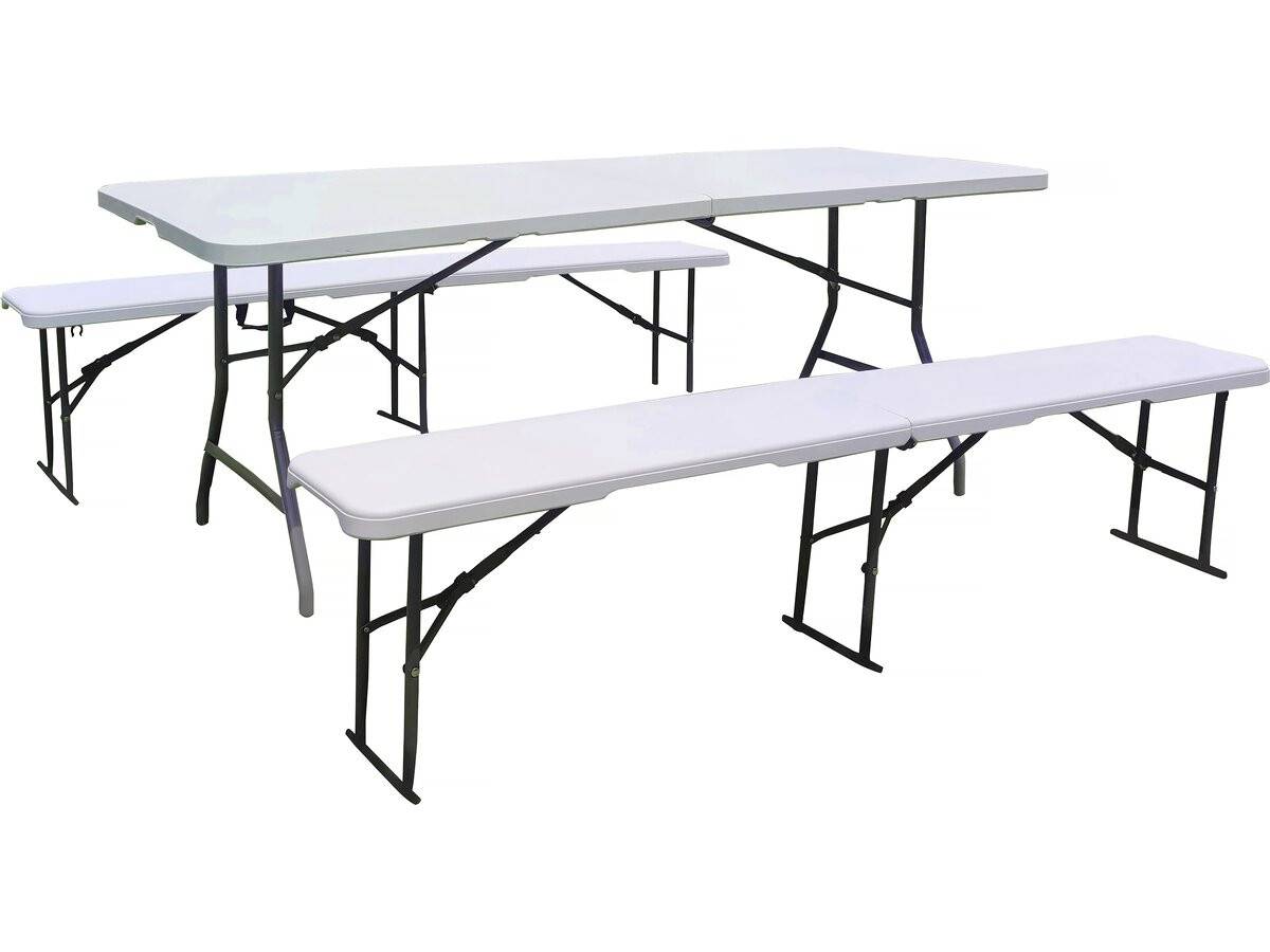 Habitat Et Jardin - Ensemble Table De Jardin Pliante + 2 Bancs Pliants " Foldy" - Blanc -habitat Et Jardin - Image 1