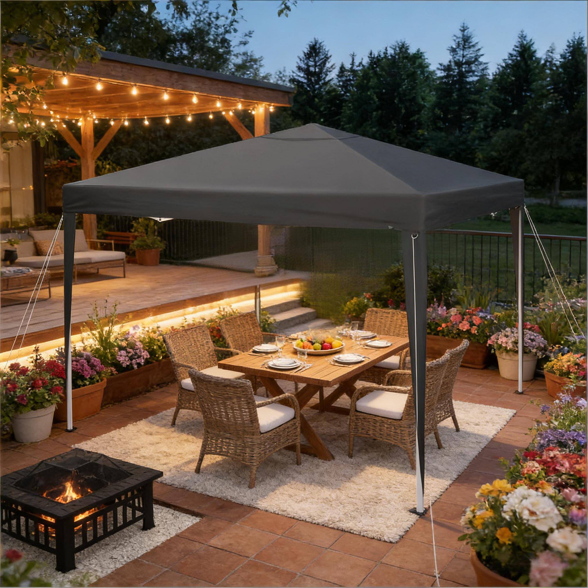 ComfortXL - Tonnelle pliante acier Oxford jardin terrasse anti-UV imperméable 3x3m anthracite - ComfortXL Outdoor Living - Image 2