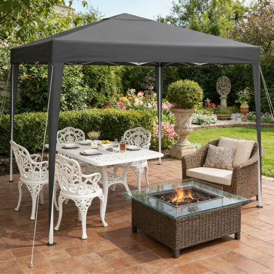 ComfortXL - Tonnelle pliante acier Oxford jardin terrasse anti-UV imperméable 3x3m anthracite - ComfortXL Outdoor Living - Image 5