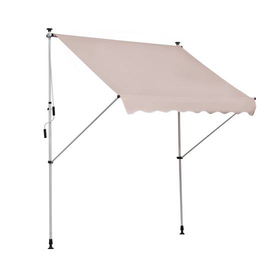 Sans Marque - Store banne rétractable manuelle 200 x 150 x 170-280 cm pour balcon et terrasse, hauteur réglable par manivelle, beige - Image 1