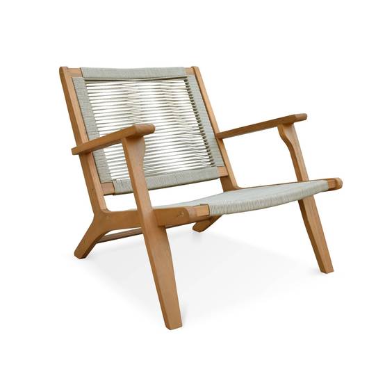 Fauteuil relax – CUZCO – Eucalyptus. Corde taupe. avec repose-pieds | sweeek - Image 4