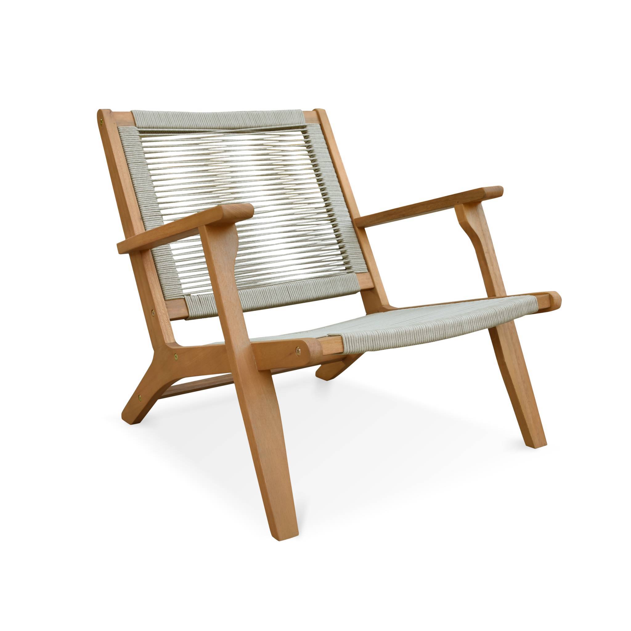 Fauteuil relax – CUZCO – Eucalyptus. Corde taupe. avec repose-pieds | sweeek - Image 4