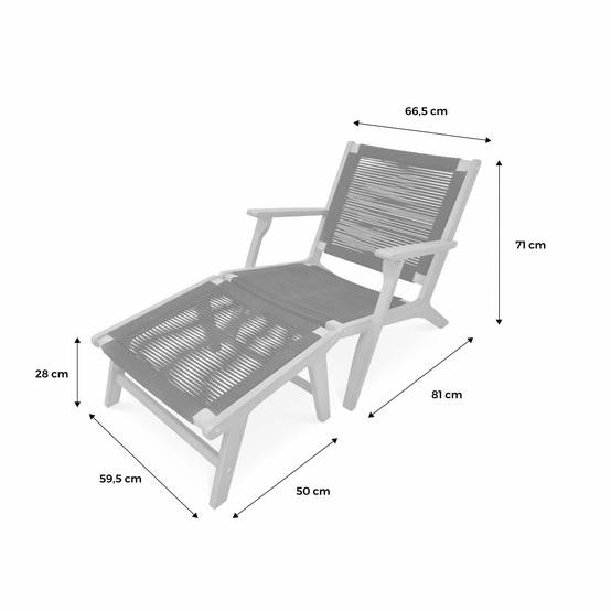 Fauteuil relax – CUZCO – Eucalyptus. Corde taupe. avec repose-pieds | sweeek - Image 7
