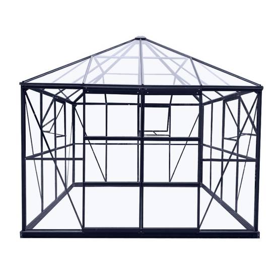 Serre de jardin carrée 8,06m² aluminium noir verre trempé 4mm Duchesse Green Protect - Image 4