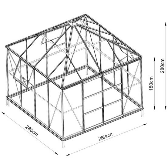 Serre de jardin carrée 8,06m² aluminium noir verre trempé 4mm Duchesse Green Protect - Image 6