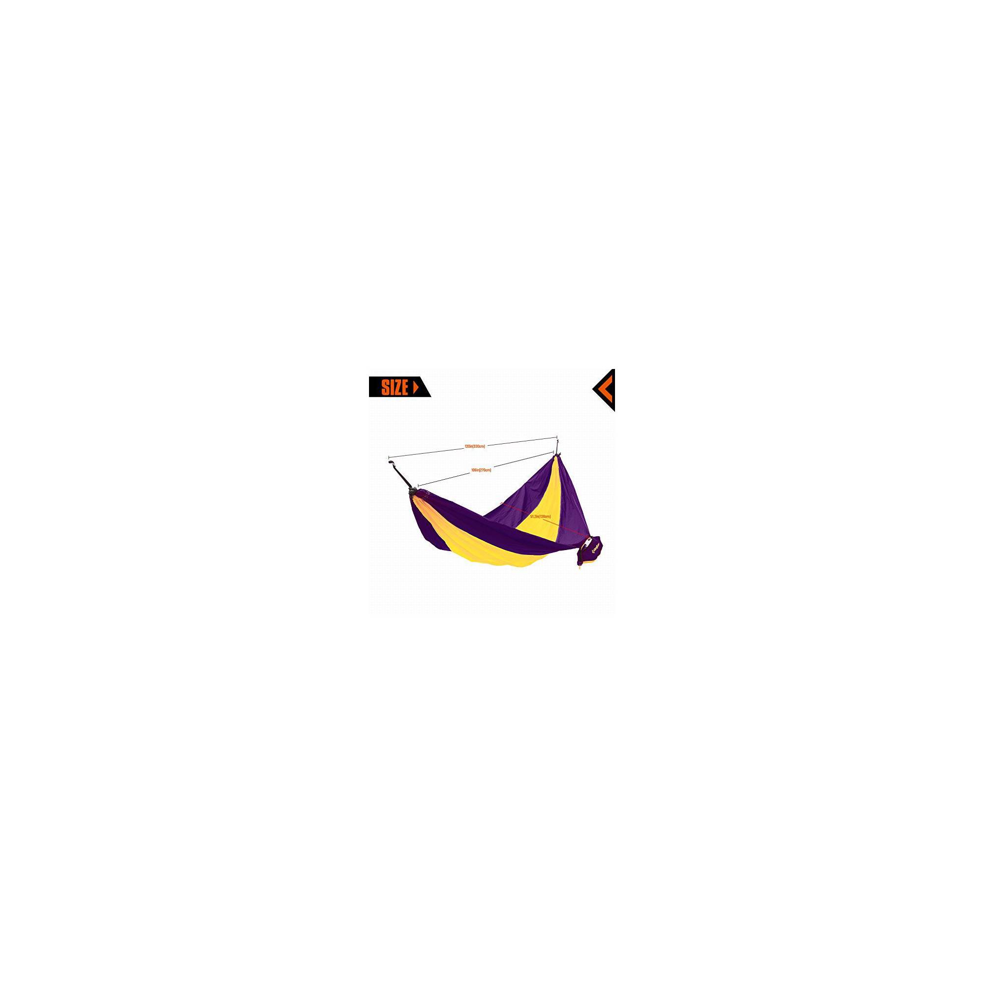 Hamac de camping en toile 1 place - O'Camp - Jaune et violet - Dimensions 270 x 130 cm - Image 1