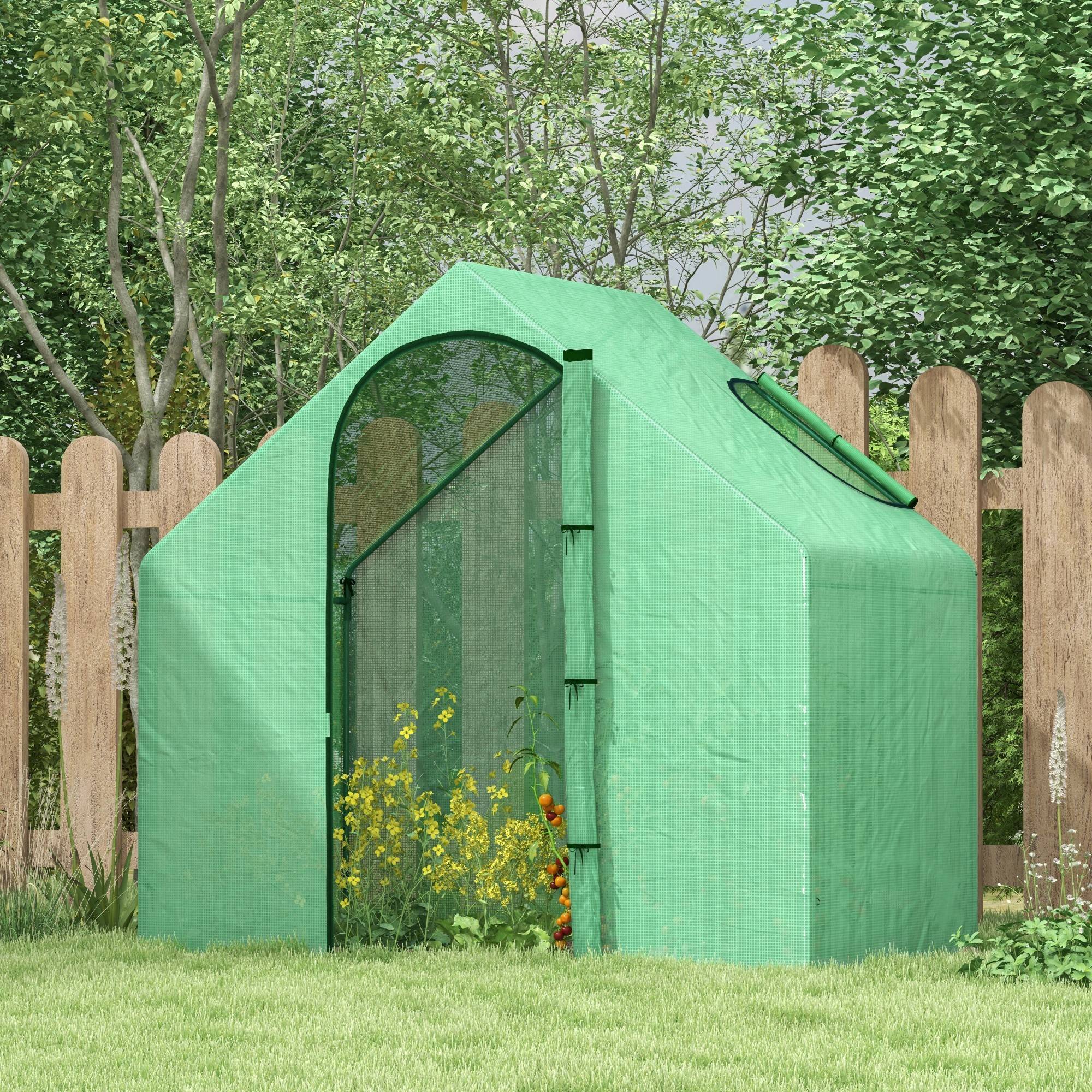 Sans Marque - Serre de jardin porte charnières 180x100x168 cm serre ventilation cordes piquets culture légumes fleurs serre potagère verte - Image 4