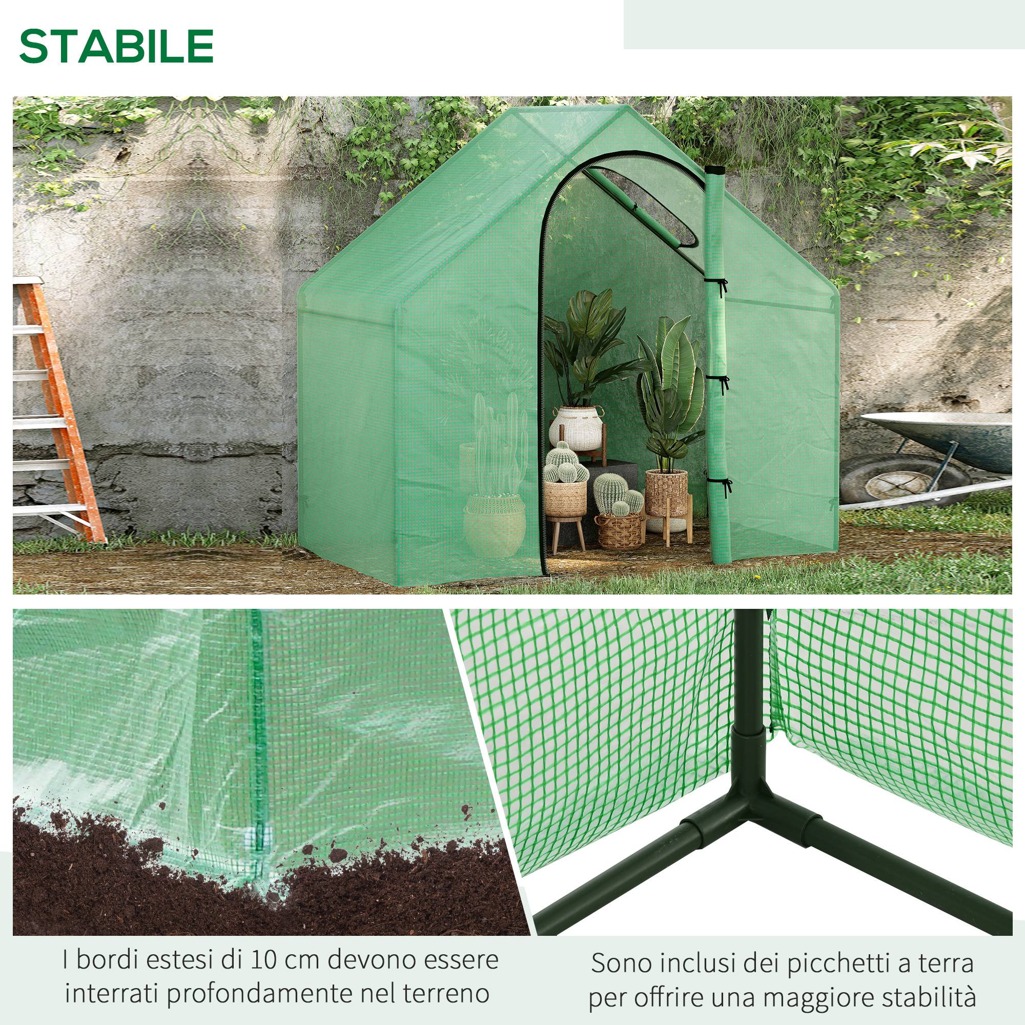 Sans Marque - Serre de jardin porte charnières 180x100x168 cm serre ventilation cordes piquets culture légumes fleurs serre potagère verte - Image 8
