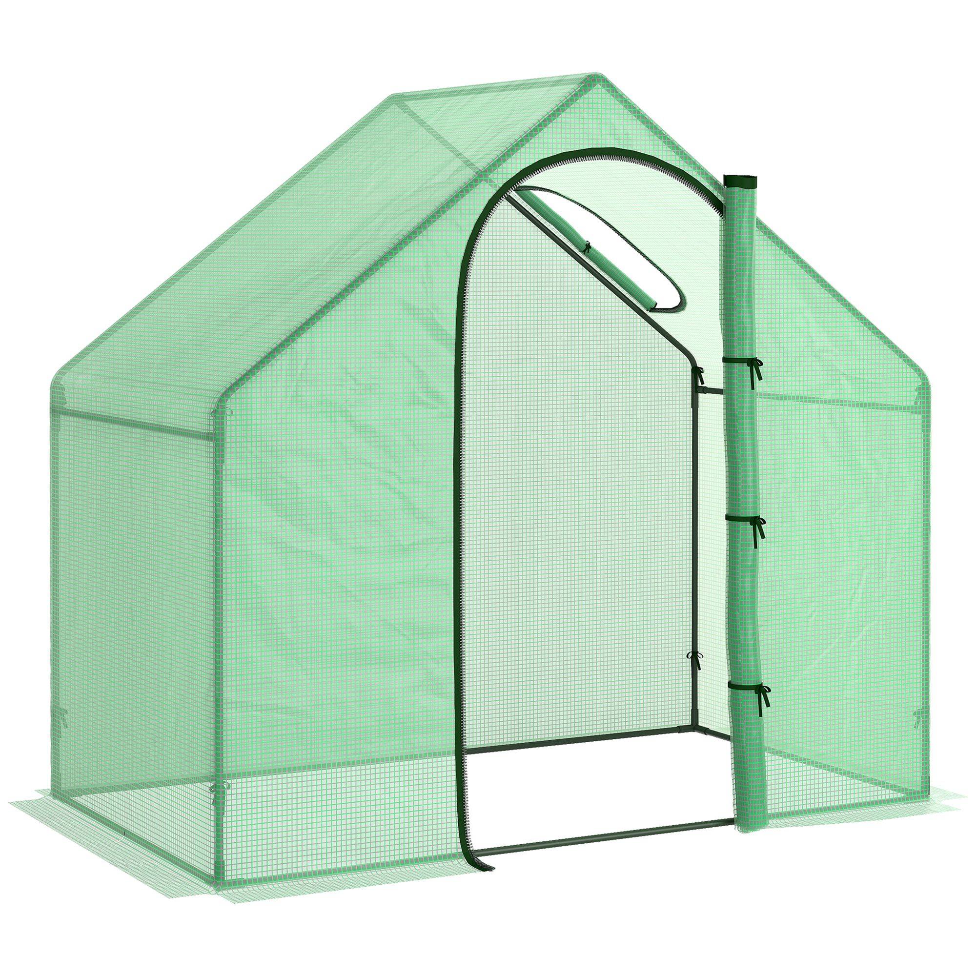 Sans Marque - Serre de jardin porte charnières 180x100x168 cm serre ventilation cordes piquets culture légumes fleurs serre potagère verte - Image 1