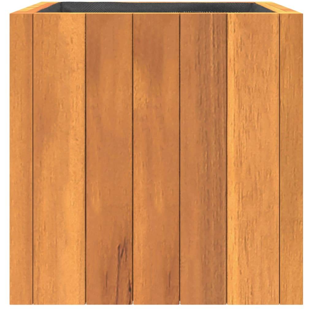 ComfortXL - Jardinière carrée Bois d'acacia massif pot de fleurs intérieur extérieur avec sac 25x25x25cm - ComfortXL Outdoor Living - Image 5