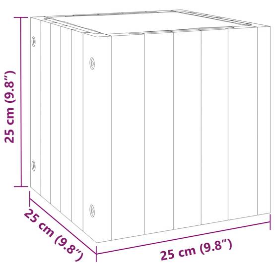 ComfortXL - Jardinière carrée Bois d'acacia massif pot de fleurs intérieur extérieur avec sac 25x25x25cm - ComfortXL Outdoor Living - Image 9
