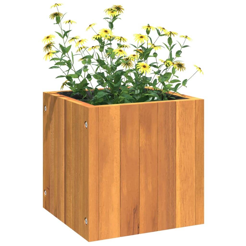 ComfortXL - Jardinière carrée Bois d'acacia massif pot de fleurs intérieur extérieur avec sac 25x25x25cm - ComfortXL Outdoor Living - Image 4
