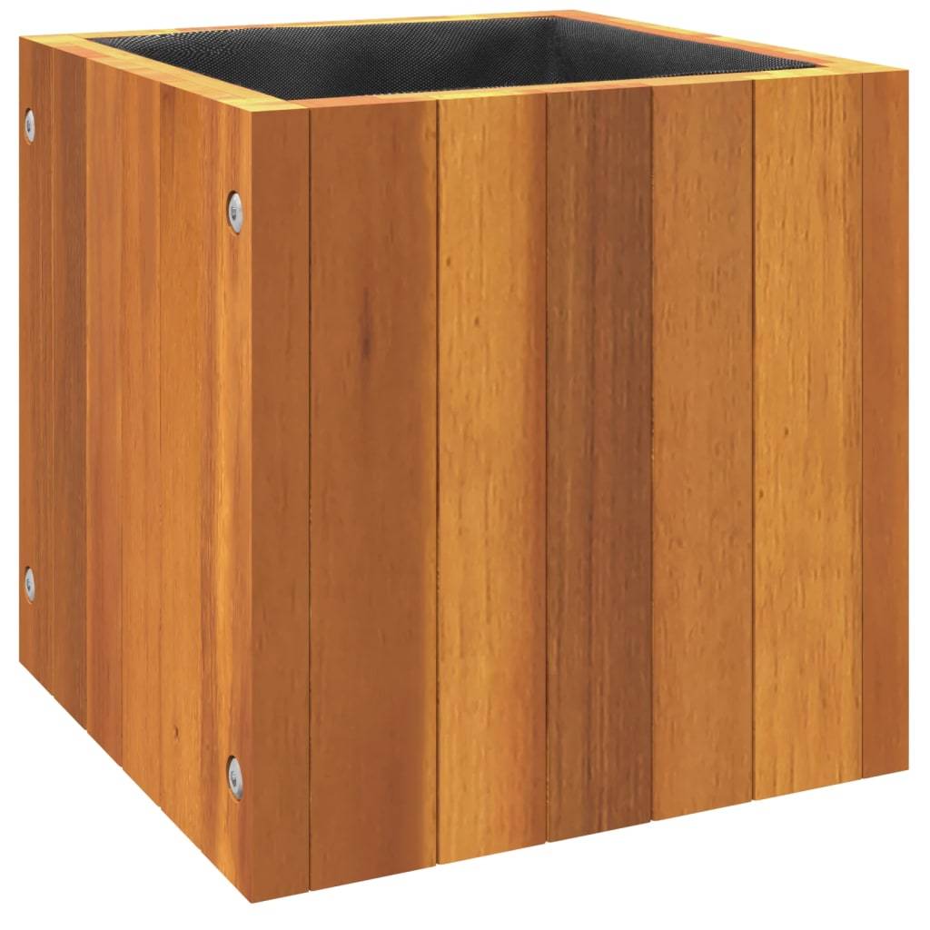 ComfortXL - Jardinière carrée Bois d'acacia massif pot de fleurs intérieur extérieur avec sac 25x25x25cm - ComfortXL Outdoor Living - Image 7