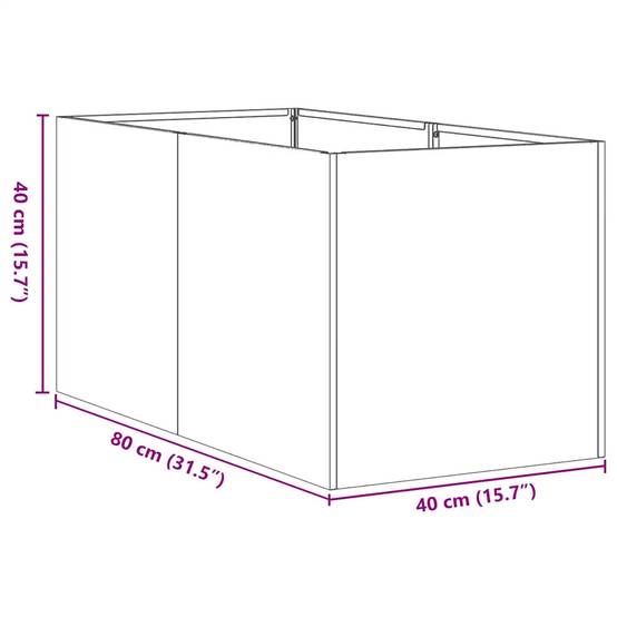 Jardinière rectangulaire design moderne balcon jardin 40 x 80 x 40 cm en acier laminé à froid vert olive - Image 7
