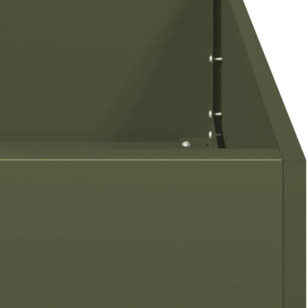 Jardinière rectangulaire design moderne balcon jardin 40 x 80 x 40 cm en acier laminé à froid vert olive - Image 5