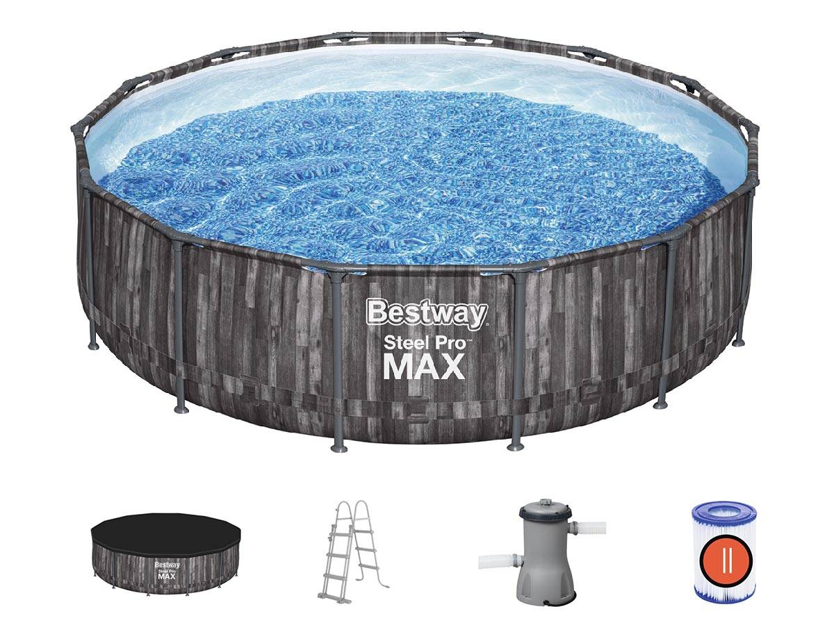 Bestway - Piscine tubulaire Steel Pro Max décor bois ronde 4,27 x 1,07 m - Bestway - Image 1