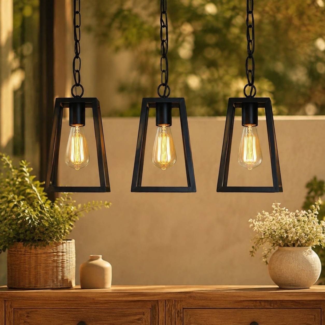 Suspension Industrielle Vintage Fer Noir pour Extérieur - Image 4