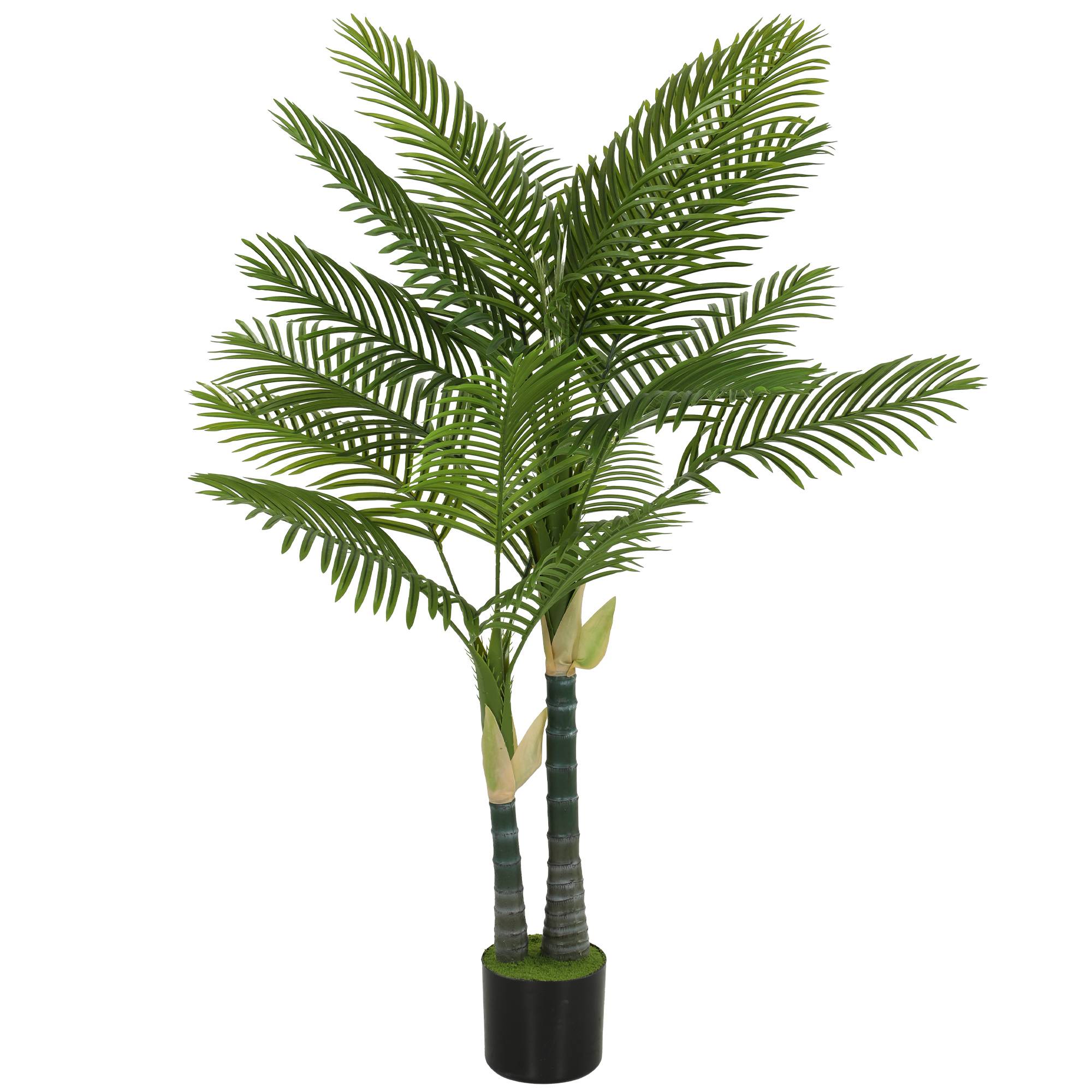 Palmier artificiel 150 cm avec 16 palmes, grande plante en pot, salon balcon déco, vert - Image 2