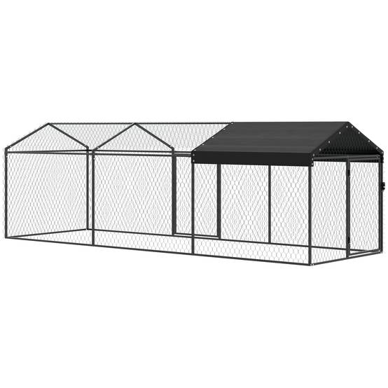 Grand poulailler d'extérieur 3 x 1 x 1 m en métal avec housse en tissu Oxford noir anti-UV et imperméable - Image 2