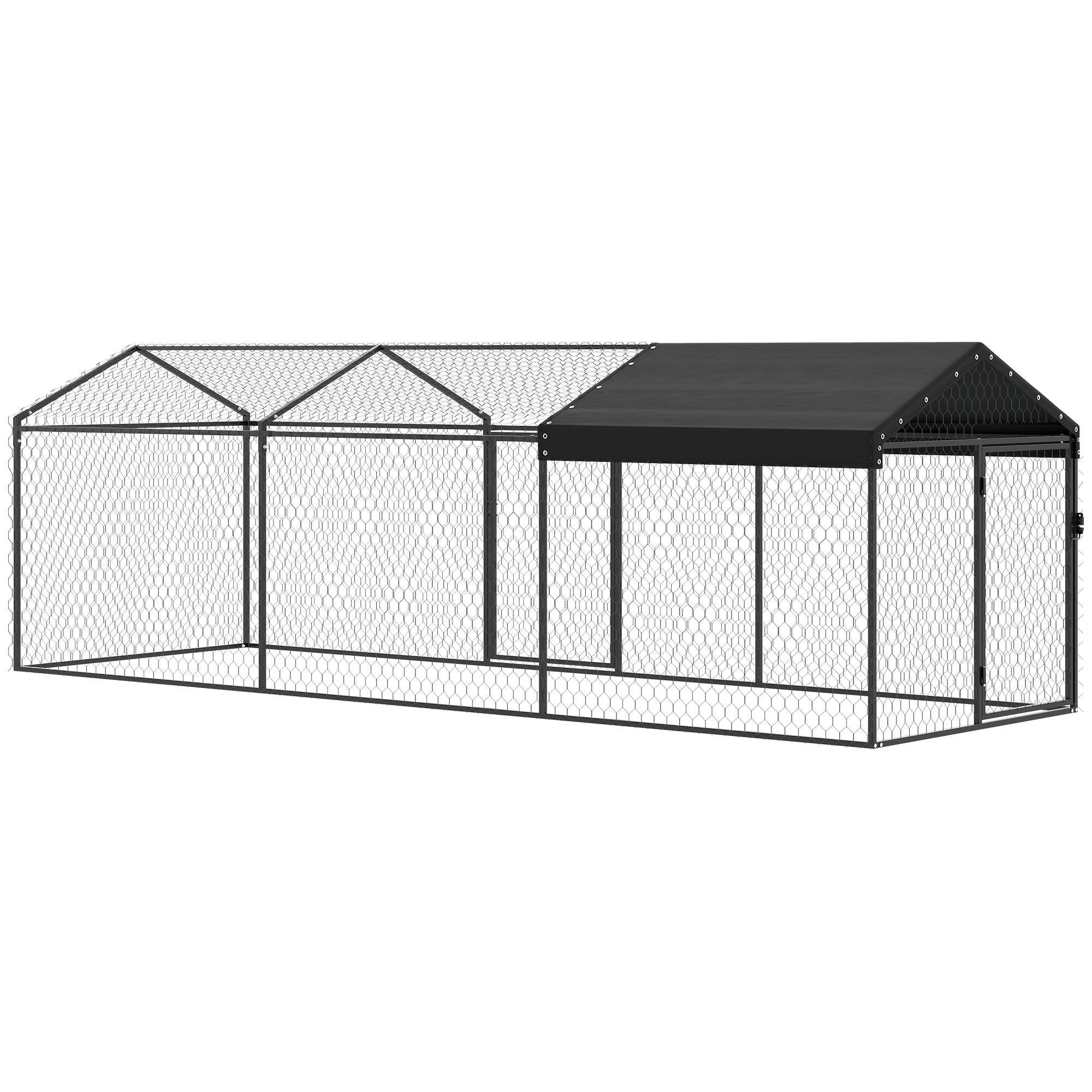 Grand poulailler d'extérieur 3 x 1 x 1 m en métal avec housse en tissu Oxford noir anti-UV et imperméable - Image 2