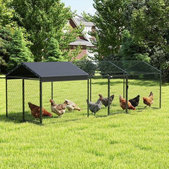 Grand poulailler d'extérieur 3 x 1 x 1 m en métal avec housse en tissu Oxford noir anti-UV et imperméable - Image 4