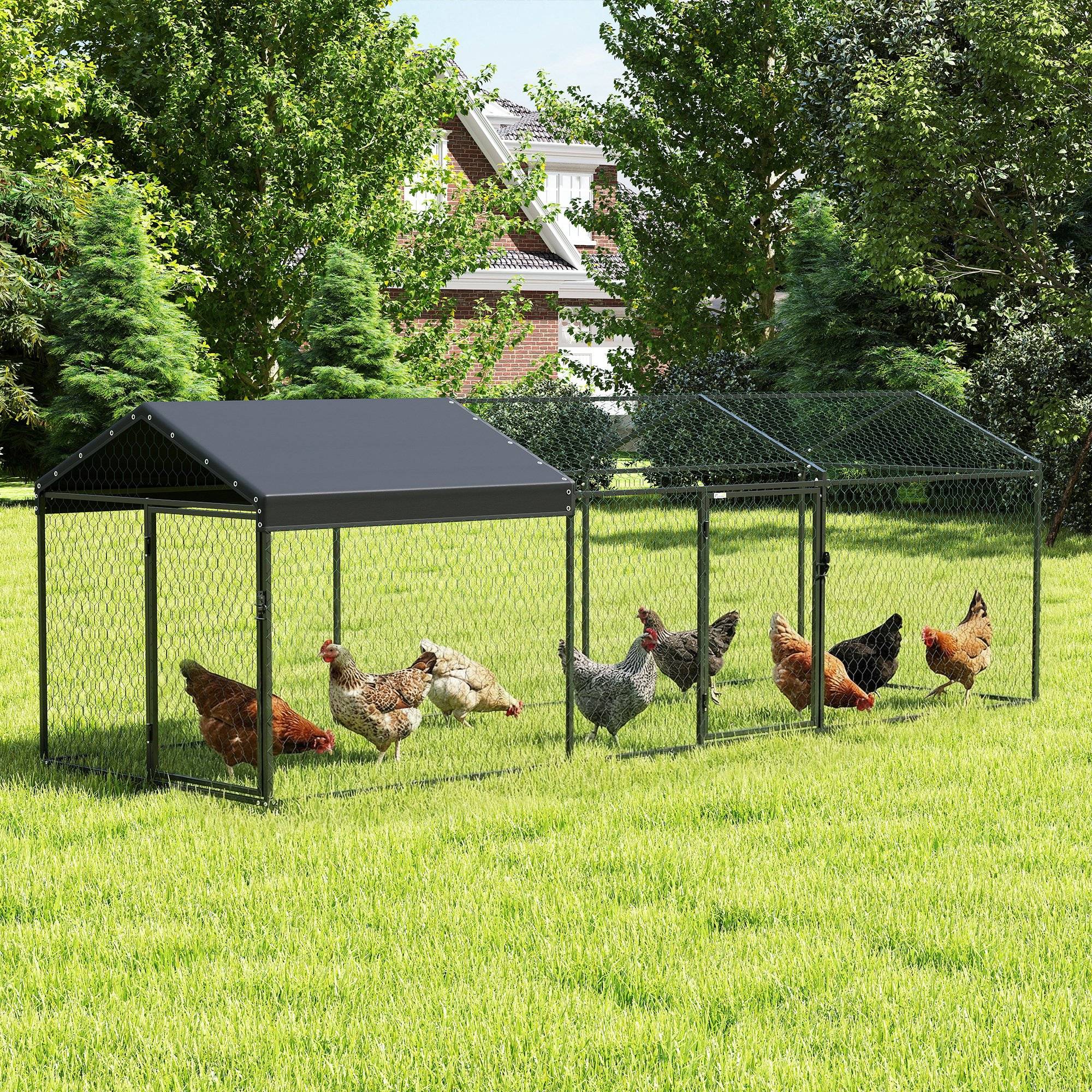 Grand poulailler d'extérieur 3 x 1 x 1 m en métal avec housse en tissu Oxford noir anti-UV et imperméable - Image 4