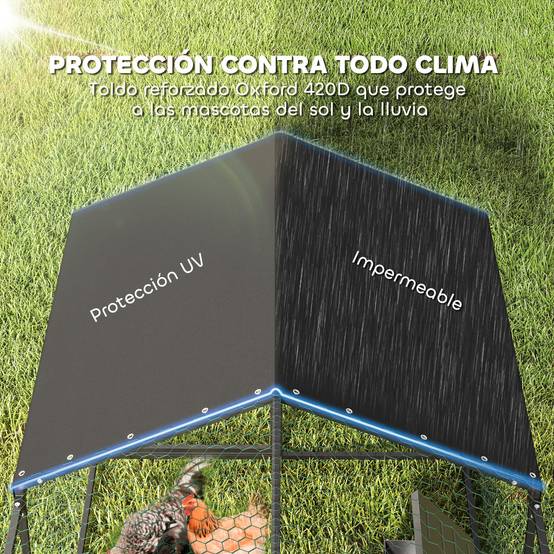 Grand poulailler d'extérieur 3 x 1 x 1 m en métal avec housse en tissu Oxford noir anti-UV et imperméable - Image 7