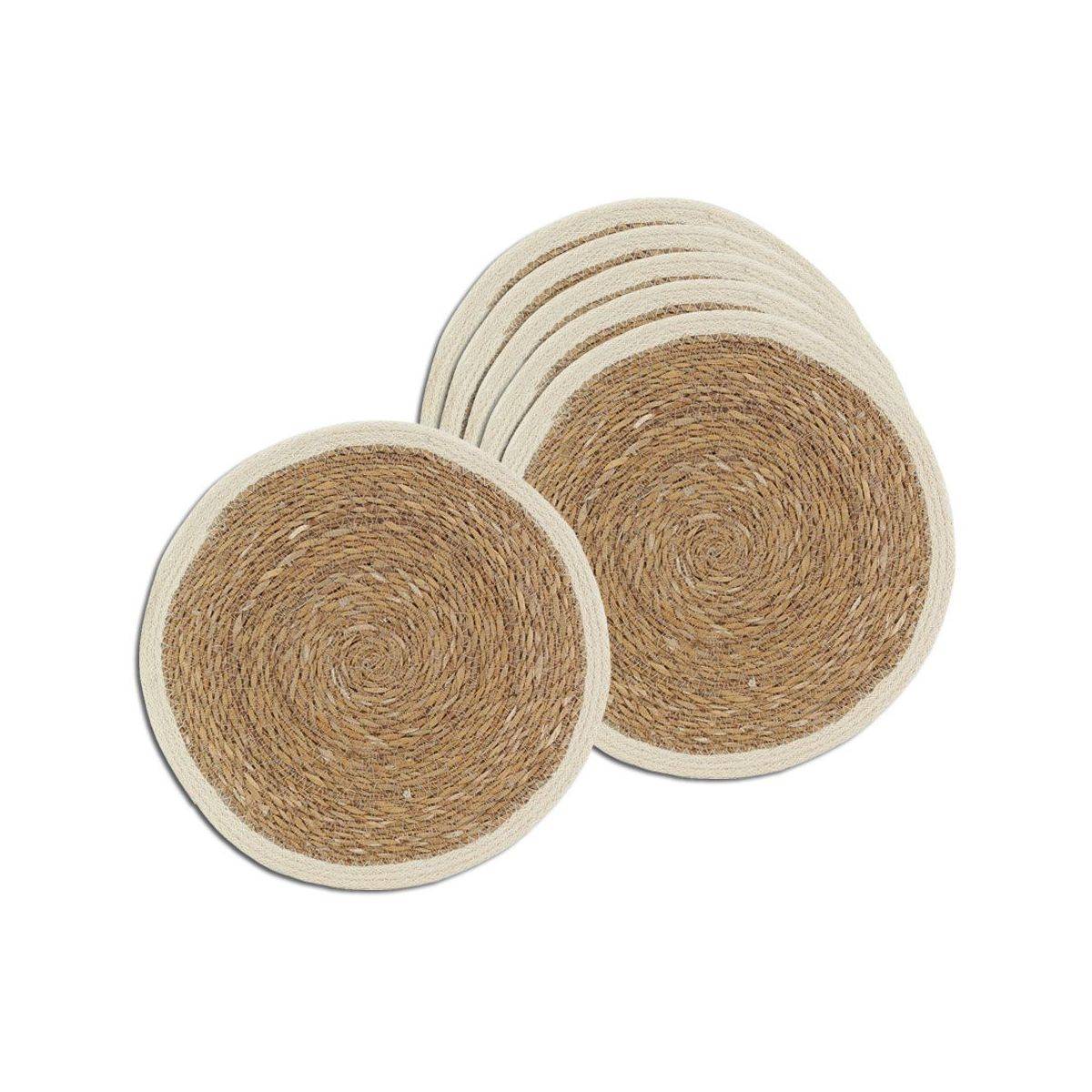 Aubry Gaspard - Sets de table ronds en jonc naturel et jute teinté (Lot de 6) - Image 1