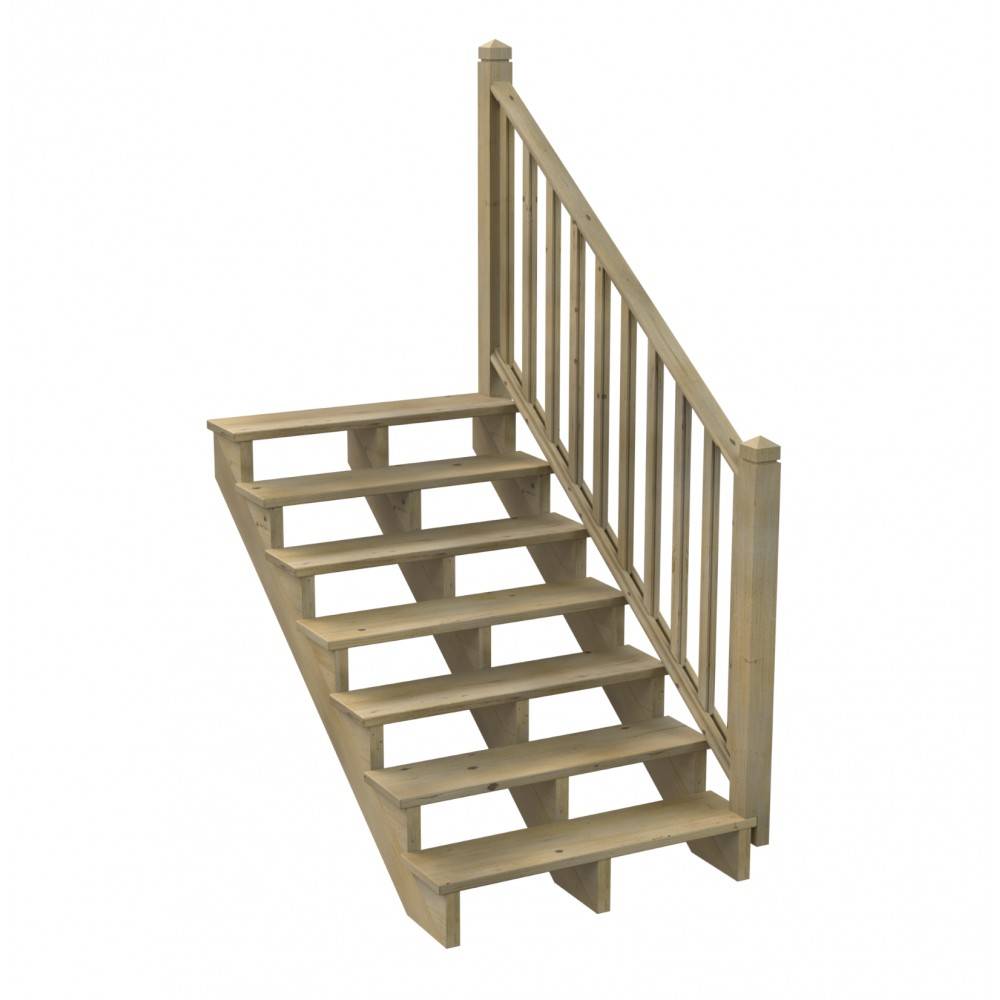 Kit Garde-corps Bois 7 marches - Escalier Extérieur - Rampes Recoupables - Traité Autoclave - Montage Facile - Garantie 10 ans - Image 2