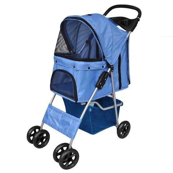 Poussette pour chiens acier et polyester bleu 80 x 37 x 99 cm - PANGIVO - Image 1