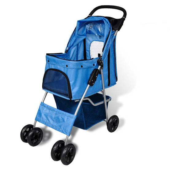 Poussette pour chiens acier et polyester bleu 80 x 37 x 99 cm - PANGIVO - Image 3