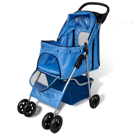 Poussette pour chiens acier et polyester bleu 80 x 37 x 99 cm - PANGIVO - Image 2