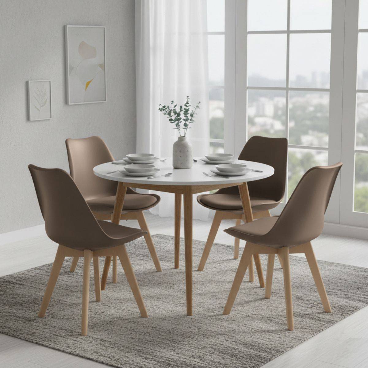 Lot de 4 Chaises Scandinaves Taupe - MEDALINE - Image 2