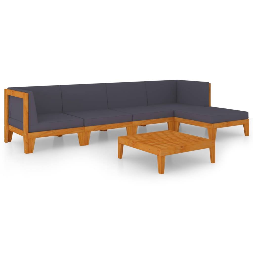 Helloshop26 - Salon de jardin meuble d'extérieur ensemble de mobilier 6 pièces avec coussins bois d'acacia solide - Image 1