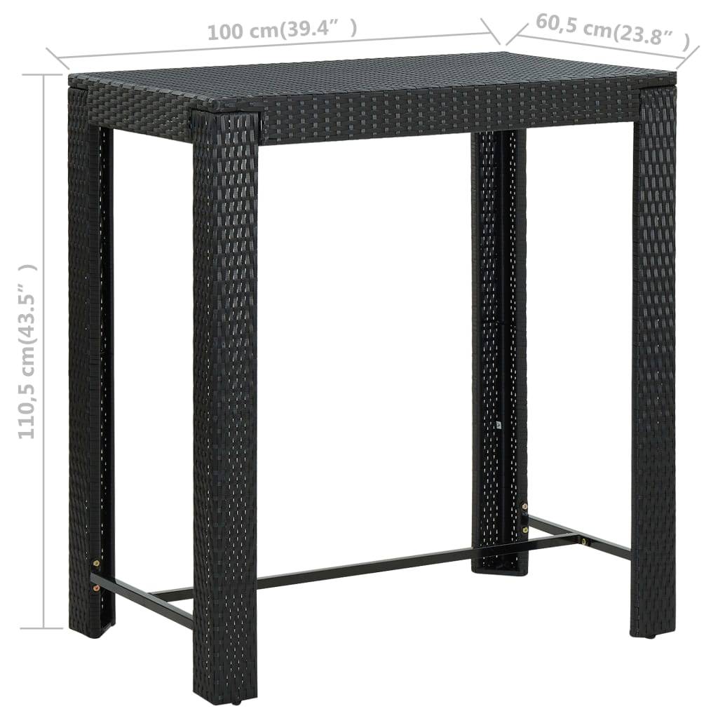 Maison Chic - Table d'extérieur - Table de bar de jardin - Table de jardin Noir 100x60,5x110,5 cm Résine tressée - Image 6