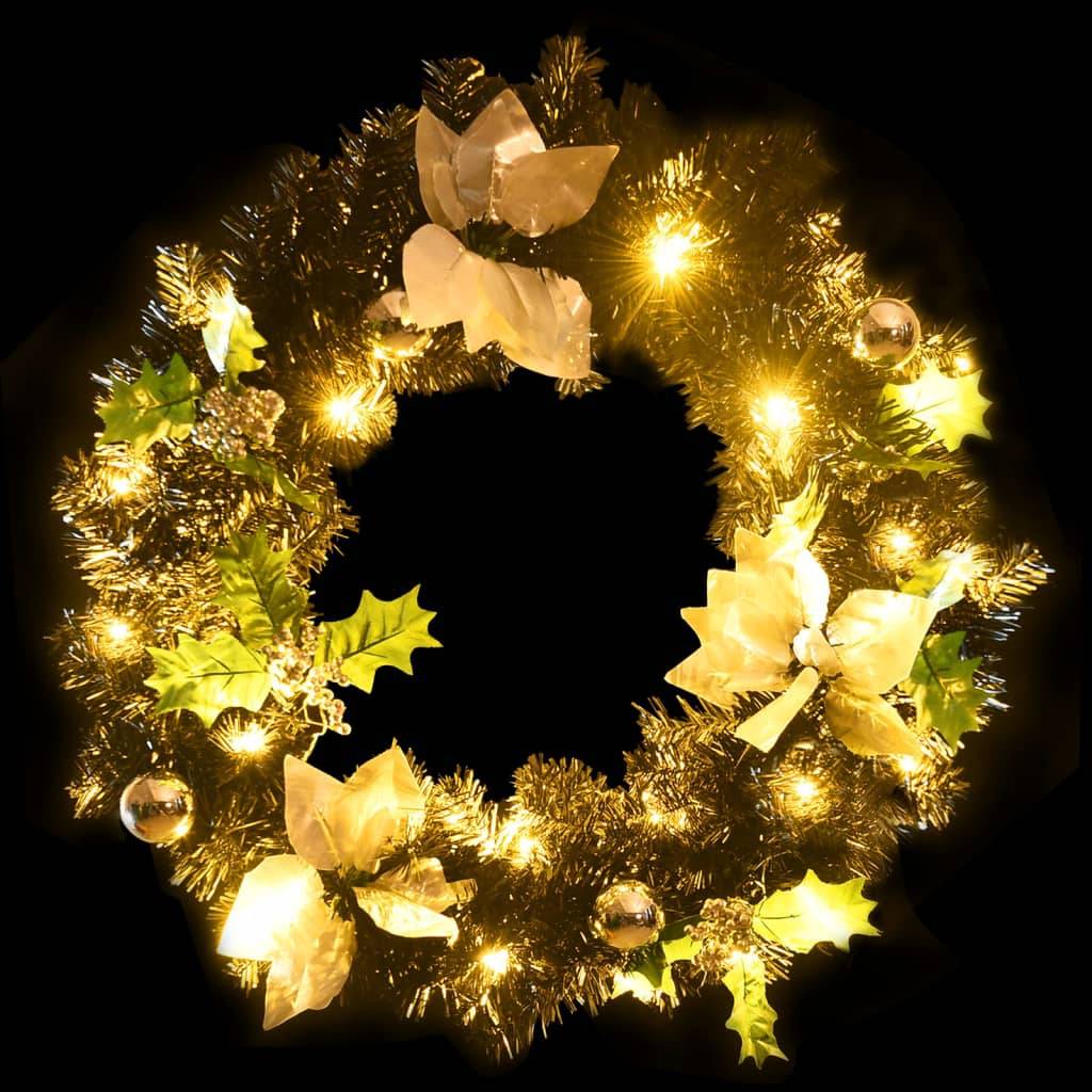 Vidaxl - Couronne de Noël avec lumières LED Noir 60 cm PVC vidaXL 321518 - Image 4