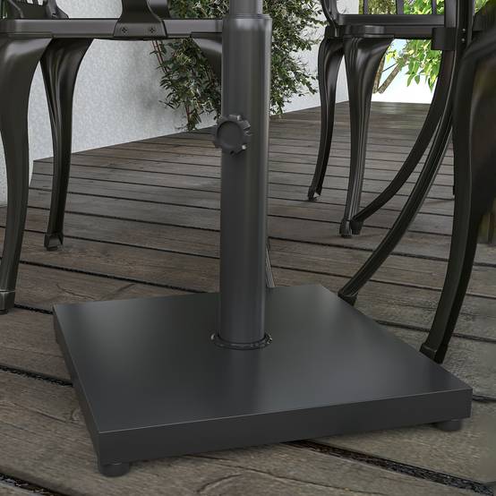 Pied Parasol Ciment Métal Jardin Base Lestée Design Minimaliste 13kg Noir - ComfortXL Outdoor Living - Image 3