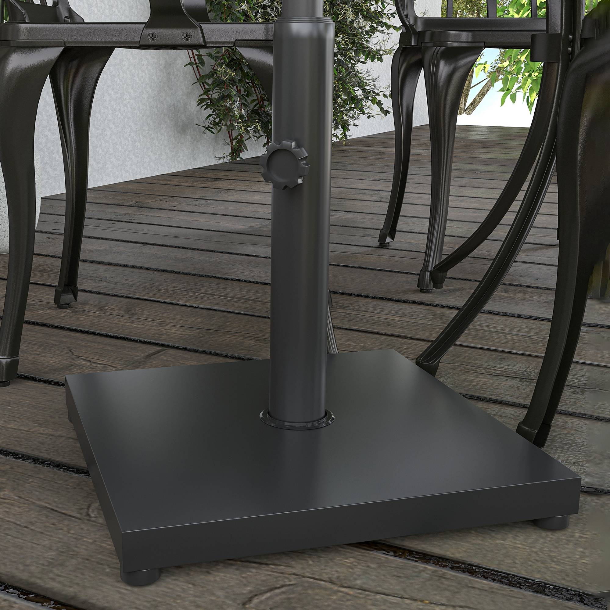 Pied Parasol Ciment Métal Jardin Base Lestée Design Minimaliste 13kg Noir - ComfortXL Outdoor Living - Image 3
