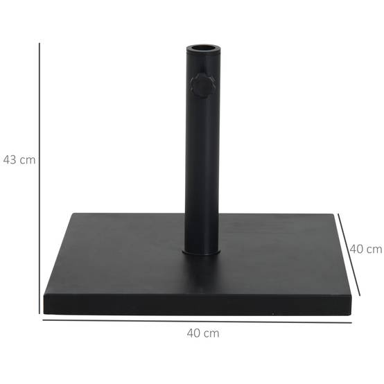 Pied Parasol Ciment Métal Jardin Base Lestée Design Minimaliste 13kg Noir - ComfortXL Outdoor Living - Image 5