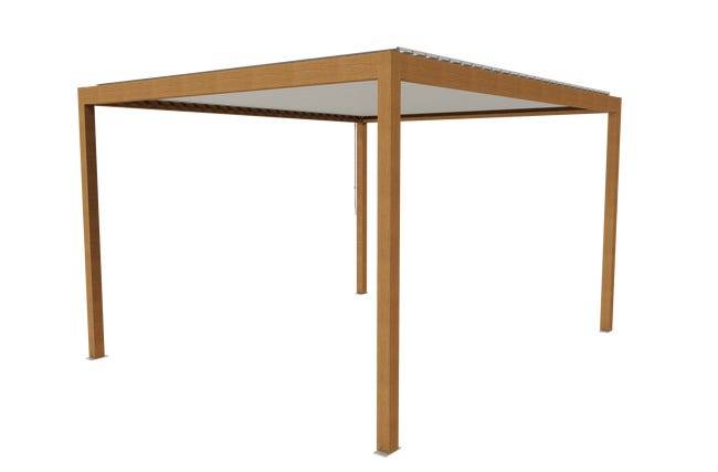 Pergola Bioclimatique Aluminium Autoportante Aspect Bois 4x3,5 Manuelle S ORIAL France - Image 7