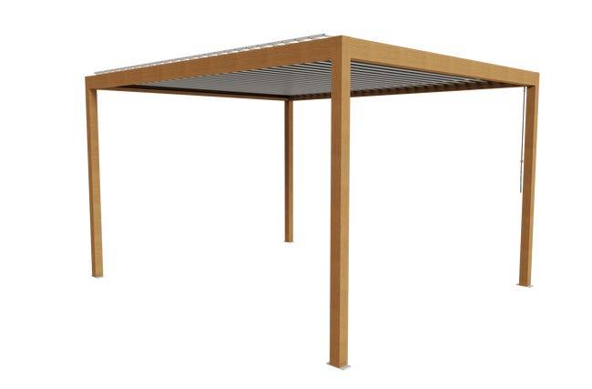 Pergola Bioclimatique Aluminium Autoportante Aspect Bois 4x3,5 Manuelle S ORIAL France - Image 5