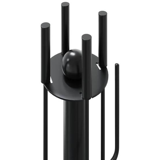 Set d'Outils pour Cheminée Acier 5 Pièces sur Support Rond 56 cm Noir - ComfortXL Outdoor Living - Image 7