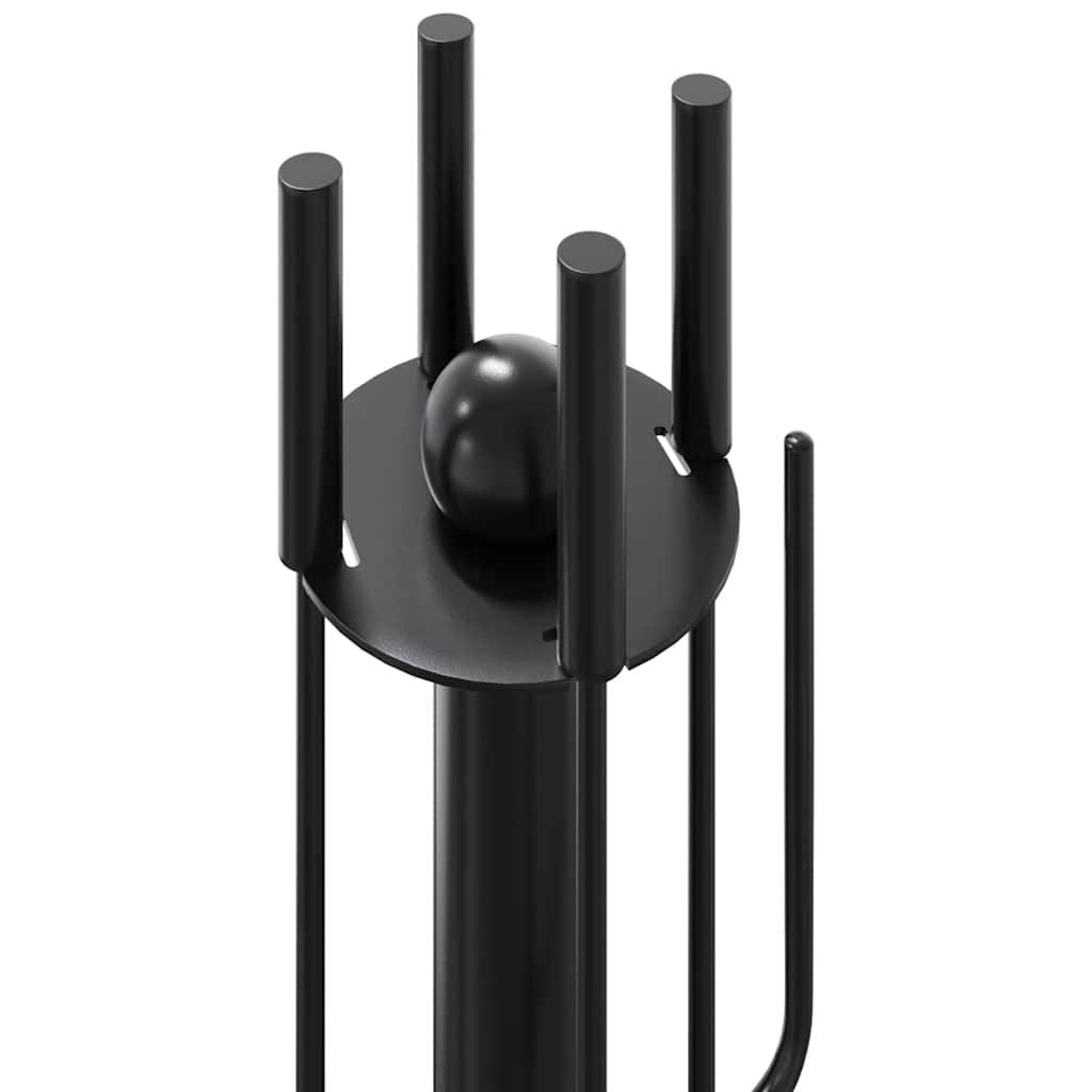 Set d'Outils pour Cheminée Acier 5 Pièces sur Support Rond 56 cm Noir - ComfortXL Outdoor Living - Image 7
