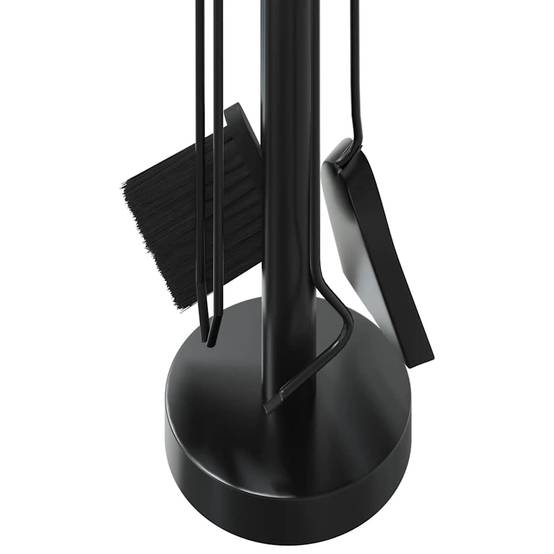 Set d'Outils pour Cheminée Acier 5 Pièces sur Support Rond 56 cm Noir - ComfortXL Outdoor Living - Image 8