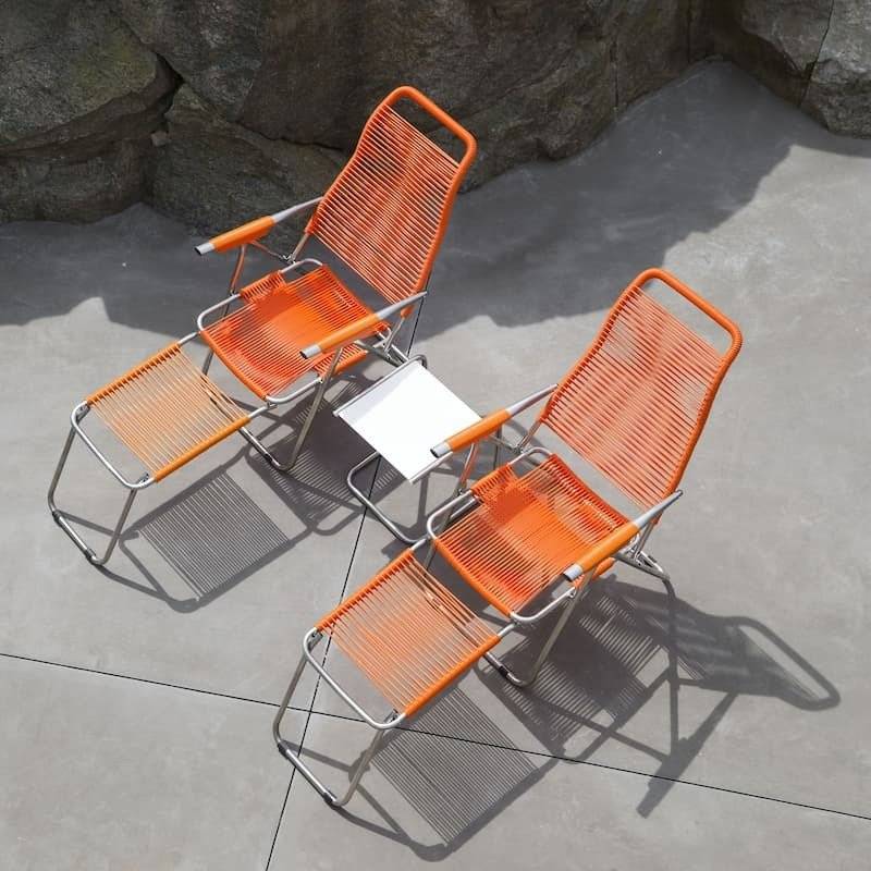 Fiam - Fauteuil Relax SPAGHETTI Aluminium BRUT PVC ORANGE 127/168x60x73/108 cm FIAM - Image 5