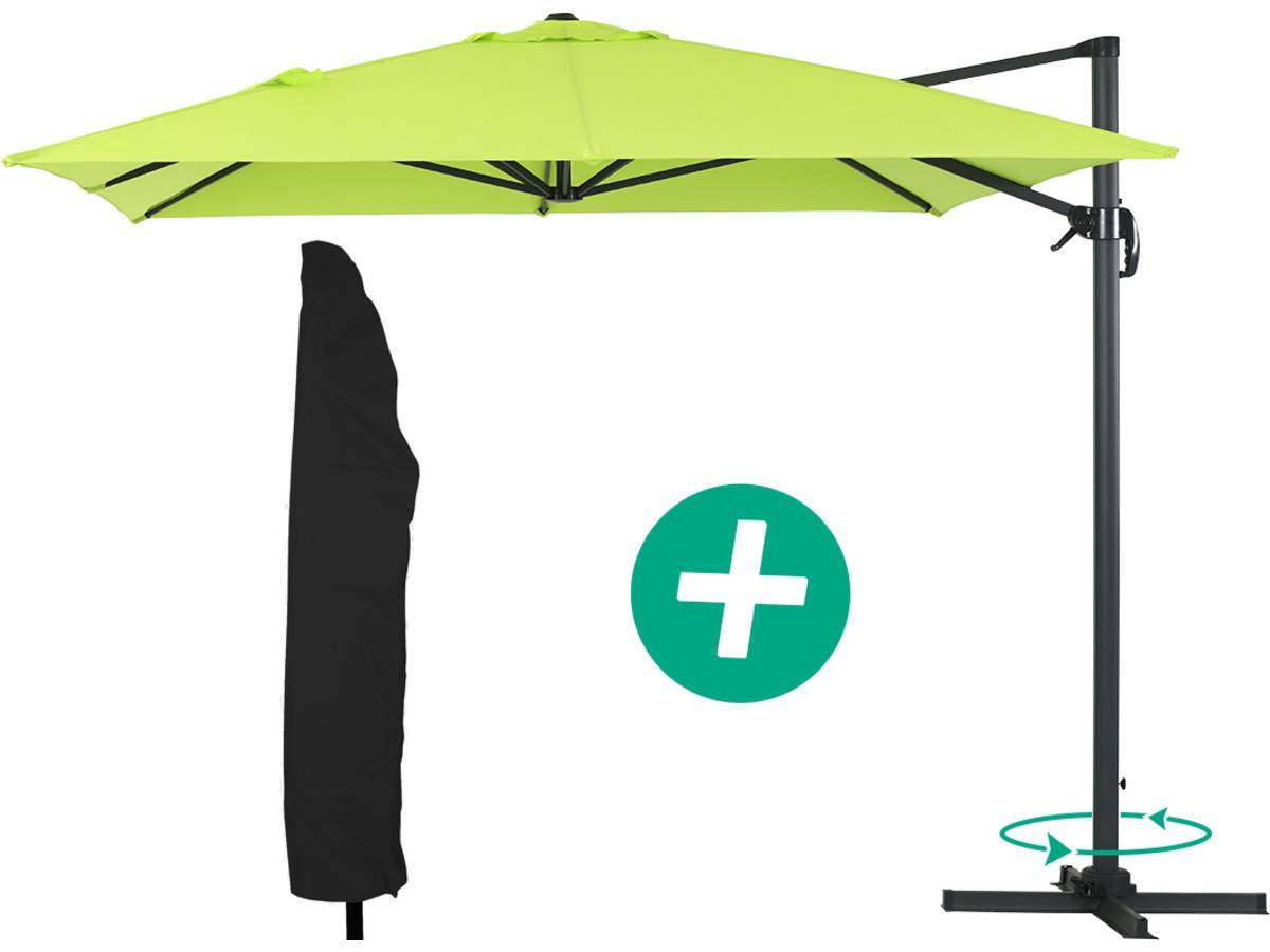 Habitat Et Jardin - Parasol Jardin Déporté Alu "sun 4" - Rectangle - 3 X 4 M + Housse De Protection - Vert -habitat Et Jardin - Image 1